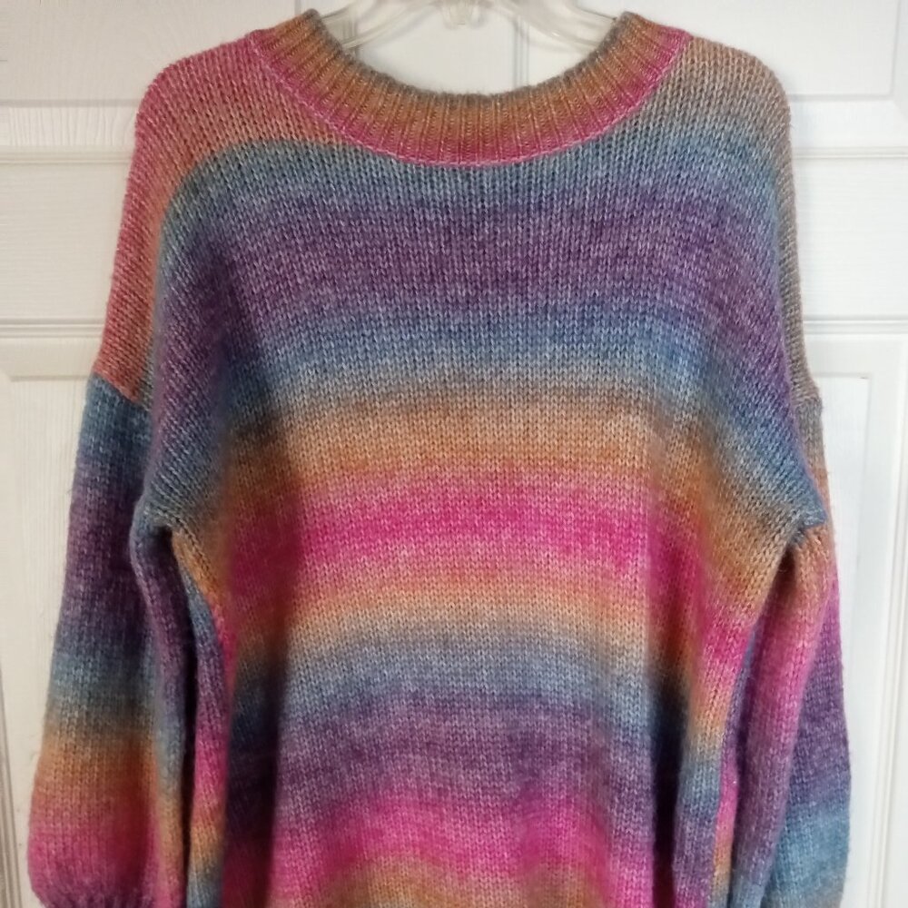 Oversize Pastel Rainbow Sweater - Shein Curve 2XL